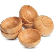 Go İthalat Bambu 6 Adet Mini Ahşap Yuvarlak Lokumluk Çerezlik Kase Derinlik: 1.5cm - Çap: 6.2cm