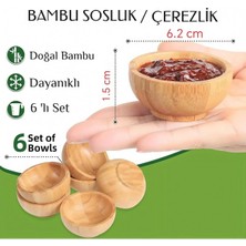 Go İthalat Bambu 6 Adet Mini Ahşap Yuvarlak Lokumluk Çerezlik Kase Derinlik: 1.5cm - Çap: 6.2cm