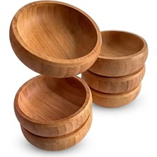 Go İthalat Bambu Yuvarlak Çerezlik Lokumluk Kase 6 Adet Derinlik: 1.7cm  Çap: 8.8cm