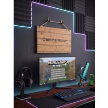 Innovate Store Minecraft Temalı Gaming Room Oyuncu Odası Tabelası Hasır Ipli Ahşap Görünümlü Duvar Dekoru