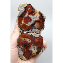 Healcrystal Alevli Kızıl Kırmızı Bantlı Siyah Deniz Akik, 300G