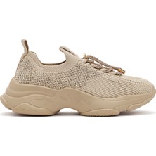 Derimod Zero Kadın Bej Bağcıklı Taş Detaylı Kumaş Sneaker AF520000TT