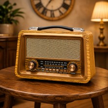 UltraTekno R-2066BT Şarjlı Nostaljik Radyo Bluetooth USB Tf Kart Type-C Fm Am Sw 3 Bant Retro Radyo