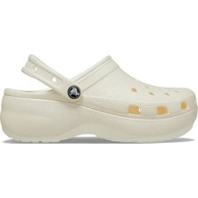 Markali Crocs Classic Platform Glitter Clogw Beyaz Terlik 207241-0WV