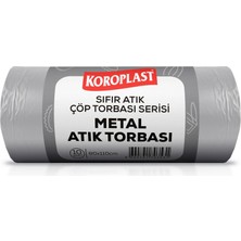 Koroplast Metal Atıklar Çöp Torbası 10'lu 80×110 Cm, Yırtılmaz, Yüksek Kapasite, Çift Katlı, Geri Dö