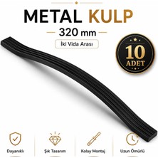 Nzb (10 Adet) Mobilya Kulpu Çizgili Model Dayanıklı Uzun Ömürlü Modern Dekoratif Tasarım 320 mm Siyah Metal