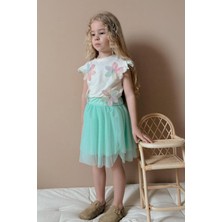 Ay Kids Aykidsclup Zambak Çicekli Kız Çocuk Tül  Etekli Takım 2625Y-
