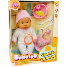 Sunman Oyuncak Bebelou Yemek Zamanı Sesli Bebek Seti 35CM S00030021 (Karışık Renk, 1 Adet)