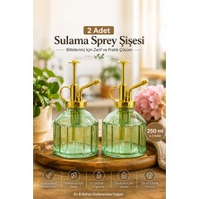 Porsima Vintage 2'li Cam Bitki Sulama Şişesi Oda Kokusu Dağıtıcı Çok Amaçlı Sprey Şişe Seti 250 ml Yeşil