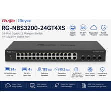 Reyee RG-NBS3200-24GT4XS 24 Portlu, 10/100/1000 Gigabit, L2 Yönetilebilir Swıtch, 4*10G Sfp