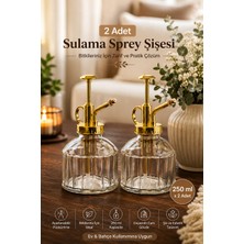 Porsima Vintage 2'li Cam Bitki Sulama Şişesi Oda Kokusu Dağıtıcı Çok Amaçlı Sprey Şişe Seti 250 ml Gri