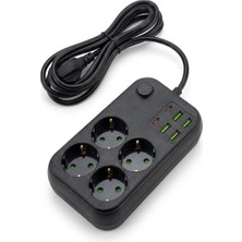Ieg™  Çoklu Priz Uzatma Kablosu 4 Soket + 4 USB + 2 Type-C – Termal Akım Korumalı, Isıya Dayanıklı, Çocuk Korumalı Güvenli Priz 100-250V