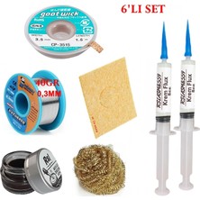 Smnr Mechanic Lehim Teli 0,3mm 40GR Havya Uc Clean Rslasm Flux ve Cp-3,5mm Lehim Emme Teli Seti3 ST0213