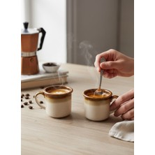 Lia Patara Porselen Espresso Ikili Fincan Seti Kahverengi Akıtma File