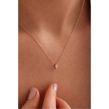 Gianfranco 14 Ayar Oval Taşlı Altın Kolye