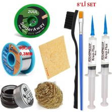 Smnr Mechanic Lehim Teli 0,3mm 40GR Havya Uc Clean Rslasm Flux ve 2uul-2,0 Lehim Emme Teli Seti2 ST0188