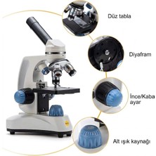 Acetech 2000X Zoom Biyolojik Hd Dijital 2 Mp Monoküler Mikroskop Kiti