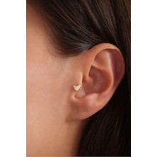 Gianfranco 14 Ayar Altın Tek Taşlı Kalp Tragus Küpe