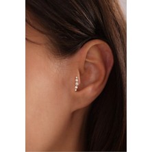Gianfranco 14 Ayar Altın Çok Taşlı Yay Tragus Küpe