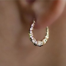 Gianfranco Çizgili Küçük Altın Kadın Küpe 1.6 cm