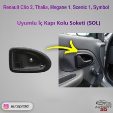 AutoPit 3D Renault Clio 2 / Thalia / Megane 1 / Scenic 1 / Symbol Uyumlu Iç Kapı Kolu Soketi Sol Taraf