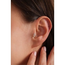 Gianfranco 14 Ayar Altın Taşlı Dal Tragus Küpe