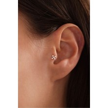 Gianfranco 14 Ayar Altın 5 Taşlı Kare Tragus Küpe