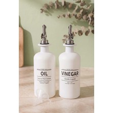 Beyaz Baskılı 2\'li Yağdanlık & Sirkelik Set 500 ml