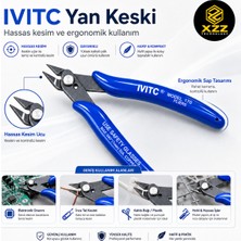 Xzz Technology Ivıtc  Mini Yan Keski model 170 Tel Kesme Makası Kablo Kesici Elektronikçi Tipi Mavi