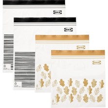 Hype Store Ikea Orta Boy Çift Mühürlü Tekrar Kullanılabilir Gıda Torbaları, 1,2 ve 2,5 Litre, Siyah Çizgili/sar