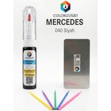 COLORGUARD Mercedes-Benz 040 Siyah Rötuş Seti - 2 si 1 Arada İğne ve Fırça Uçlu Şişe, Rötuş Çeliği ve Rötuş Çubuğu