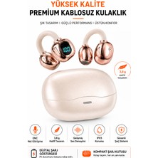 Ayers Premium Küpe Tipi Kablosuz Bluetooth Kulaklık, Dijital Şarj Göstergeli, Enc Net Görüşme, 3,8 G Hafif Esnek Kulak Kancası, Ipx5, Type-C Şarj, Kadın Erkek Tws Kulaklık