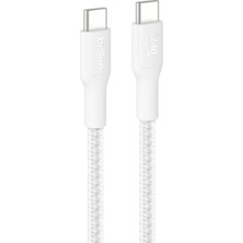 Belkin CAB025HQ3MWH Boostcharge Pro 240W Usb-C To Usb-C Örgülü 3 Metre Hızlı Şarj ve Data Kablosu – Beyaz