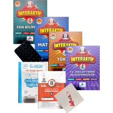 Paraf Yayınları Interaktif 8.sınıf 4'lü Set+Günay Yayınları ve Ankara Yayınları Deneme+Çanta Süsü+Vantuz