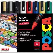 Posca - Pc-5m - Kalemi Sanat Kalemleri - 1,8-2,5mm - 8'li Set Hediye Kutusu
