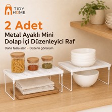 Tidy Home 2 Adet Mini Dolap Içi Raf Düzenleyici Organizer Çay Bardak Fincan Banyo Metal Ayaklı Raf