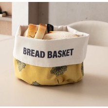 Cicim Home Bohem Dijital Baskılı Hardal Keten Ekmek Sepeti 20X20 cm