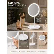 Mirevona Dokunmatik LED Işıklı Yuvarlak Masa Üstü Makyaj Aynası