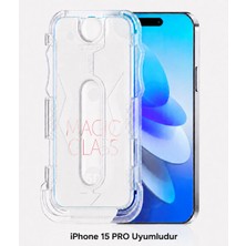 Powerfox iPhone 15 Pro Uyumlu [magic Box] Toz Bırakmayan Kolay Takma Aparatlı | 9h Gerçek Cam Ekran Koruyucu