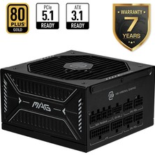 MSI Msı Mag A1000GLS Pcıe5 1000W 80PLUS Gold Full Modüler Active Pfc Atx3.1 Pcıe 5.1 Güç Kaynağı