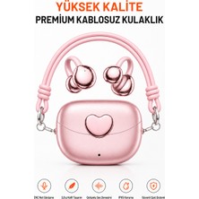 Ayers Kadın Küpe Tipi Kablosuz Bluetooth Kulaklık, Çanta Tasarımlı Şarj Kutusu, Enc Net Görüşme, 3,8 G Hafif Tasarım, Type-C Şarj, 10 Metre Çekim Mesafesi, Premium Tws Kulaklık