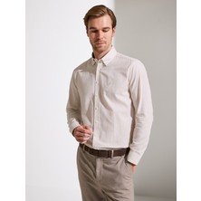 Cacharel Bej Regular Fit Düğmeli Yaka Pamuklu Gömlek 50311543 VR011