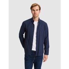 Cacharel Lacivert Regular Fit Düğmeli Yaka Pamuklu Gömlek 50311543 VR033
