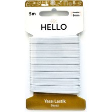 Hello Yassı Lastik 5  Metre Beyaz