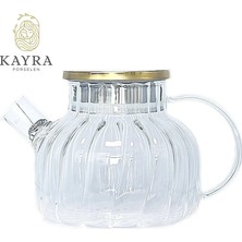 İlk El Grup Çelik Kapaklı Borosilikat Dilimli Model Süzgeçli Cam Demlik Bitki Çayları 1000 ml -CM-2001
