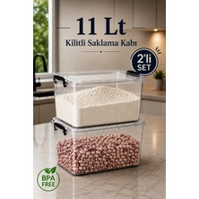 Empressco 2'li Set 11 Lt Kilitli Un Bakliyat Erzak Saklama Kabı Çok Amaçlı Düzenleyici Oyuncak Deterjan Kutusu