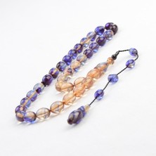 Burhan Sağlam Arpa Kesim 11X8 mm Hareli Ateş Kehribar Sistem Püsküllü Tesbih