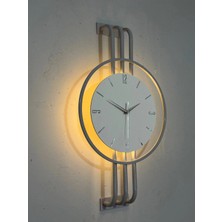 St. Morritz Iskandinav Tarzı Duvar Saati, Işıklı, Ahşap Merkez, Metal Pil Ile Çalışan - 40-75 cm