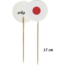Tasarı Mağazası 15 cm Uzun Kürdan - 10 Adet Dekoratif Japonya Bayrağı Baskılı Kürdan