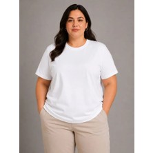 Palmira Demir Battal Big Size Basic Tişört Bisiklet Yaka Rahat Kalıp T-Shirt - Beyaz - Beyaz / 2xl